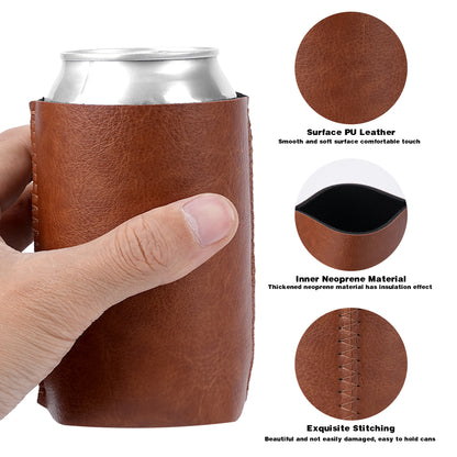 12oz PU Leather Can Cooler